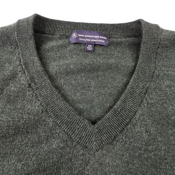 Hart Shaffner Marx Extra Fine Merino Wool Sweater Vest 2XB Sleeveless V-Neck - Picture 4 of 7